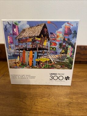 Buffalo David Bitton‎ White and Green Beach Puzzle Box Artwork 300 pieces
